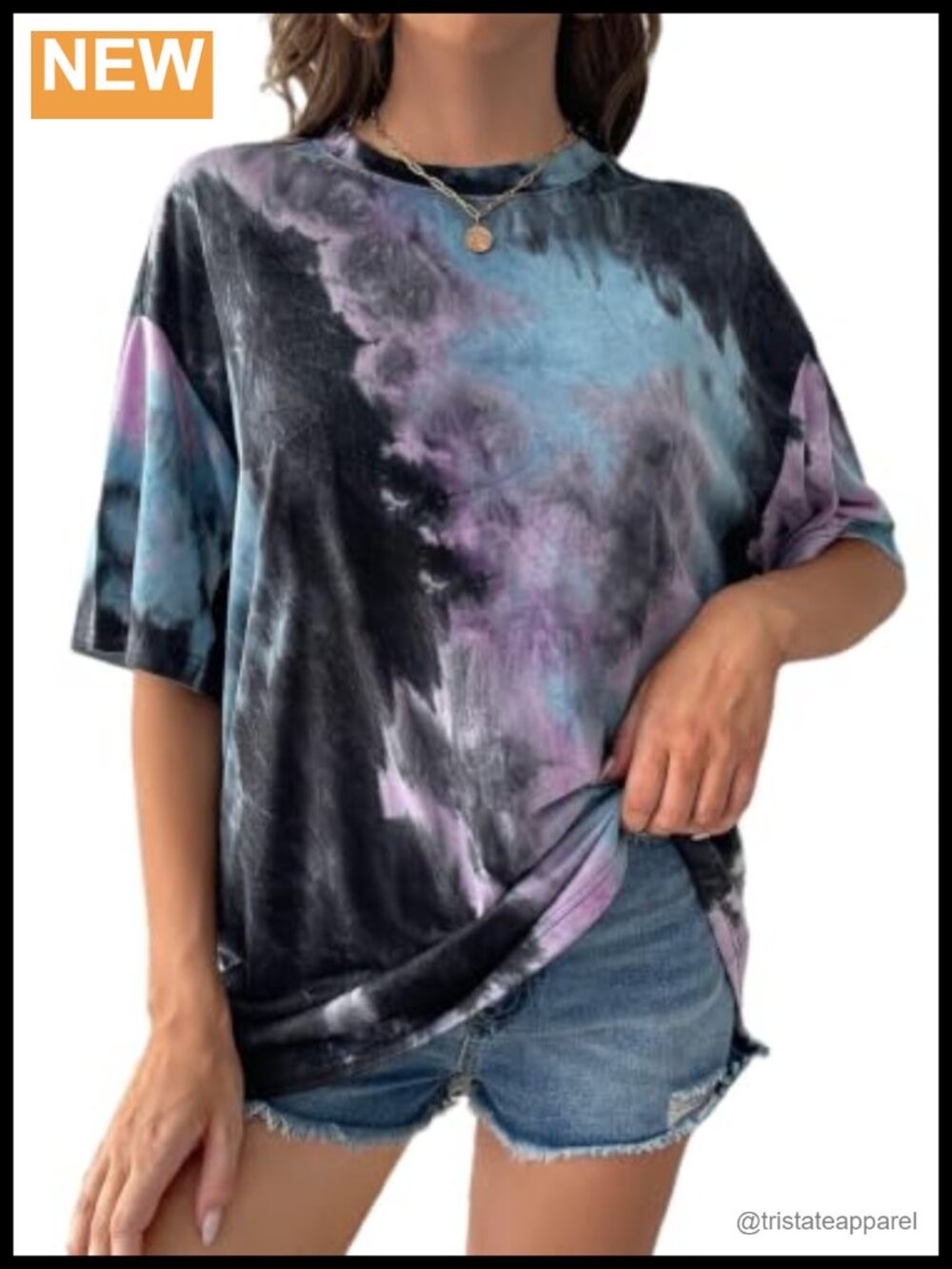 Women's Oversized Tie Dye Graphic Tee Short Sleeve Crew Neck Casual T-Shirt